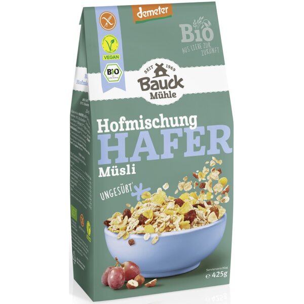 Musli bio neindulcit cu ovaz stafide si alune fara gluten demeter