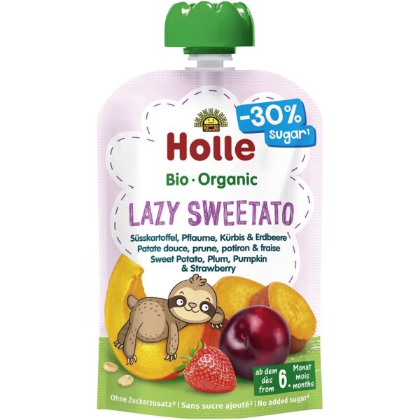 Piure bio din cartof dulce prune dovleac si capsuni pentru copii 6 luni